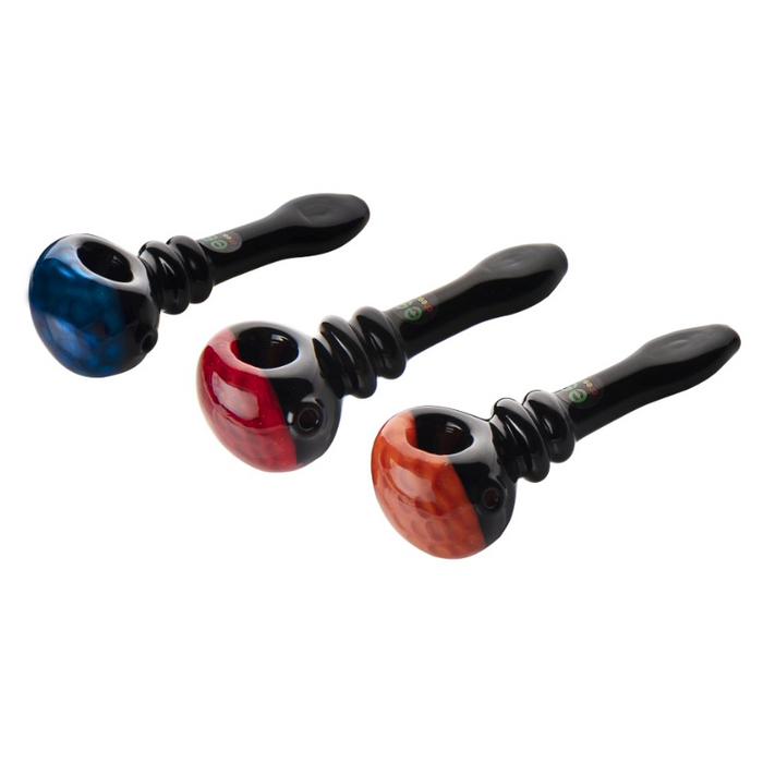4" Cheech Black Stem Colour Ball Glass Hand Pipe - Assorted Colours