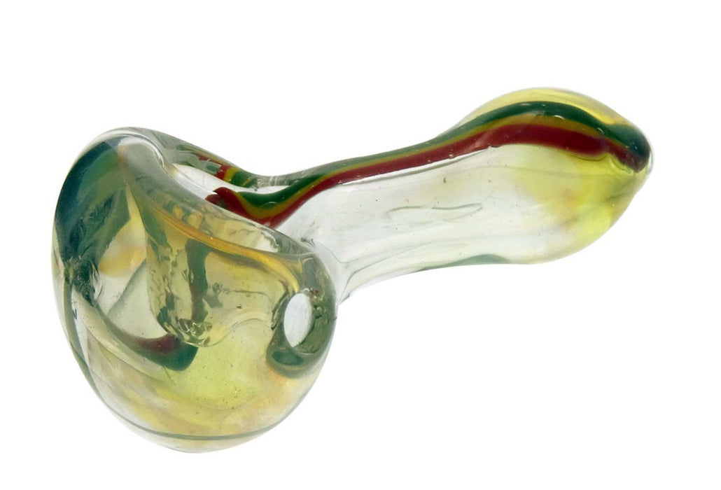 3" Fumed Spoon w/ Rasta Stripe