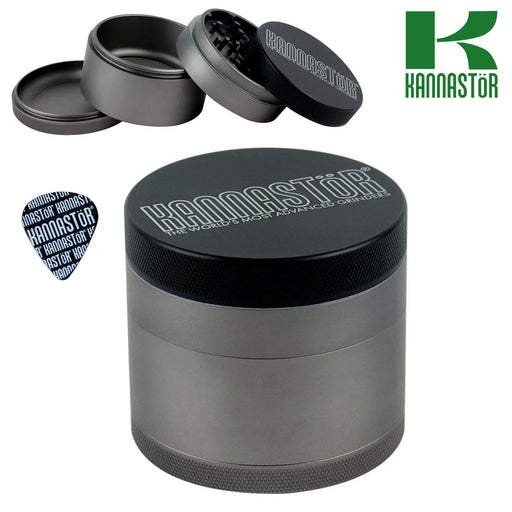 Kannastor Solid Top / Solid Body Gunmetal 2.5" 4-Piece Grinder