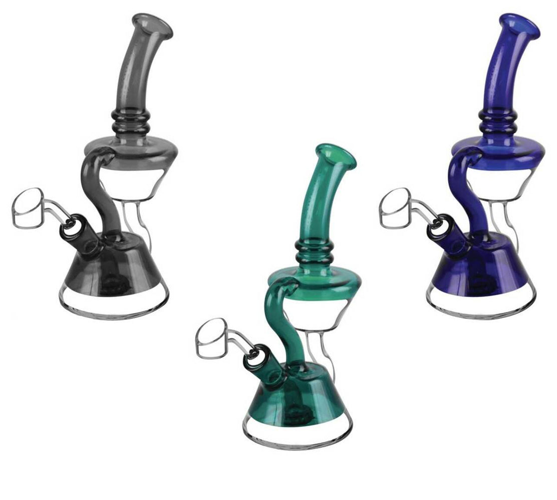 Pulsar 7" Double Cup Recycler Rig w/ Banger & Color Accents
