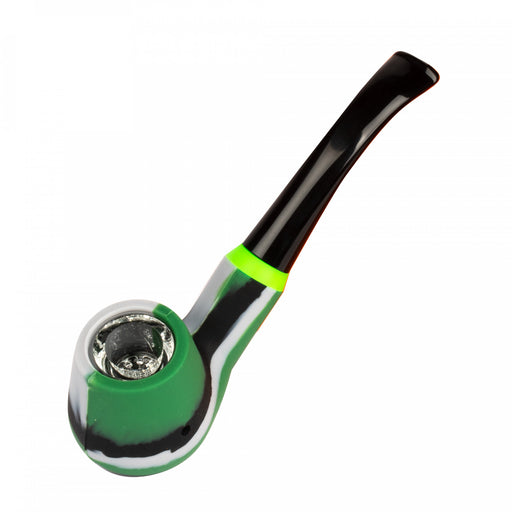 LIT Silicone 5.5" Classic Sherlock Pipe W/Glass Bowl